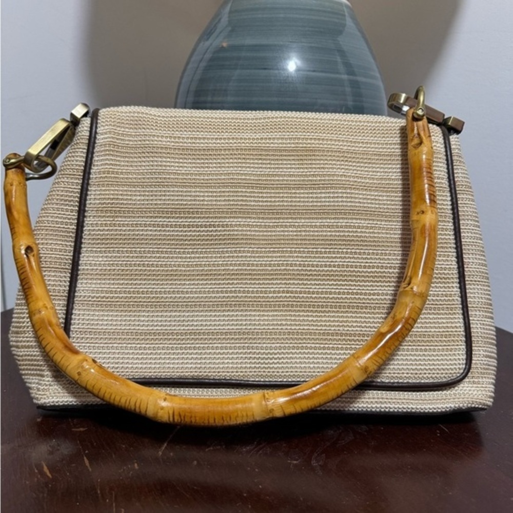 Elegant Tan Bamboo‎ Handle Bag